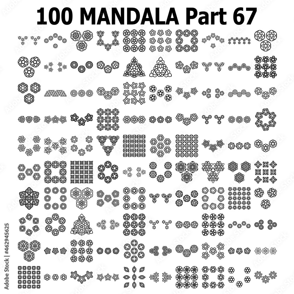 Fototapeta premium Various Pattern collections 100 Mandala pattern set Doodles freehand