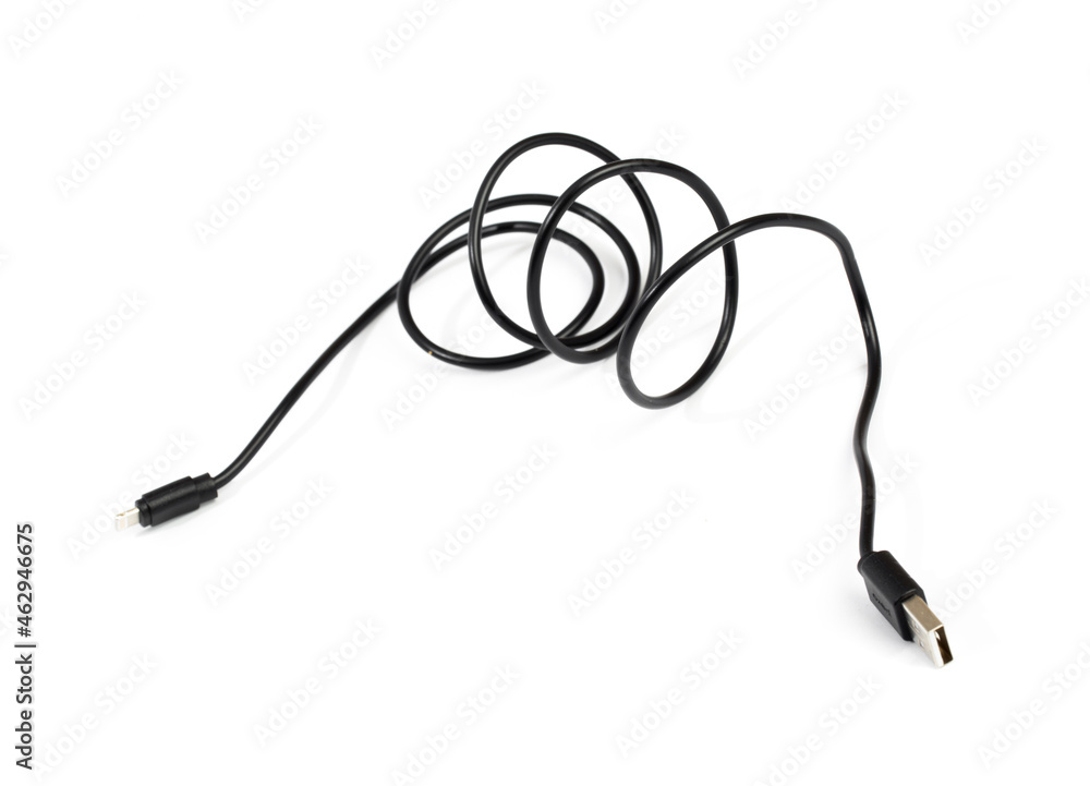 Smart Phone Lightning Cable Isolated on white screen - Image Smart Phone Lightning Cable Isolated on white screen - Image