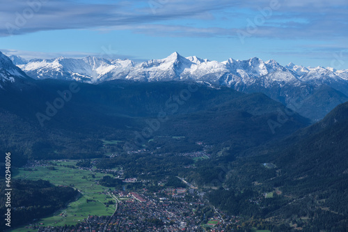 View from moutain Wank to alps with snow