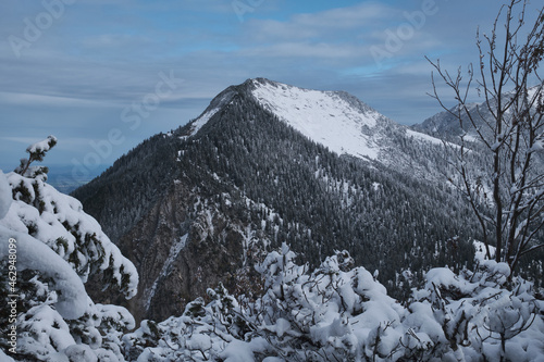 View from moutain Wank to Hoher Fricken with snow