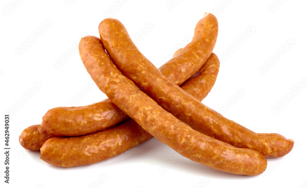 Dried sausages, isolated on white background. High resolution image. Dried sausages, isolated on white background. High resolution image.