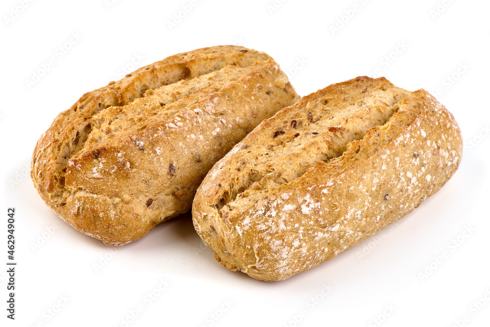 Freshly baked crispy bread rolls, close-up, isolated on white background. Freshly baked crispy bread rolls, close-up, isolated on white background.