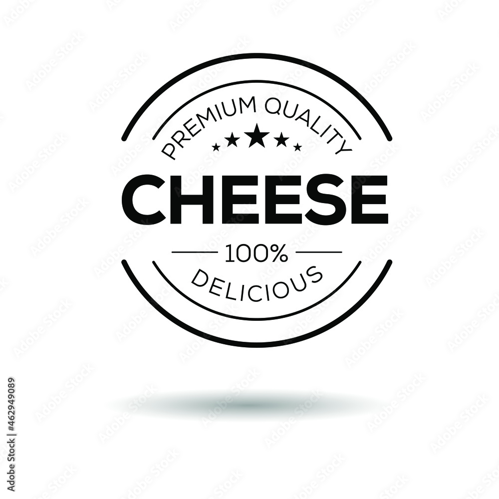 Creative (cheese) logo, cheese  sticker, vector illustration.