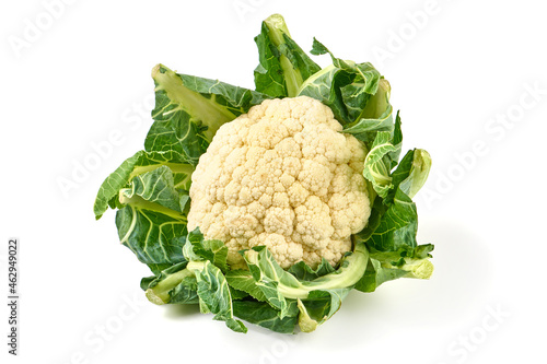 Fresh cauliflower, isolated on white background. High resolution image.