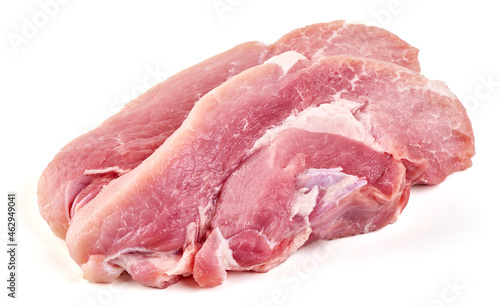 Pork shoulder steak, isolated on white background.