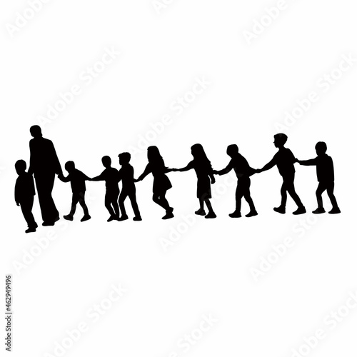woman and children walking bodies  silhouette vector