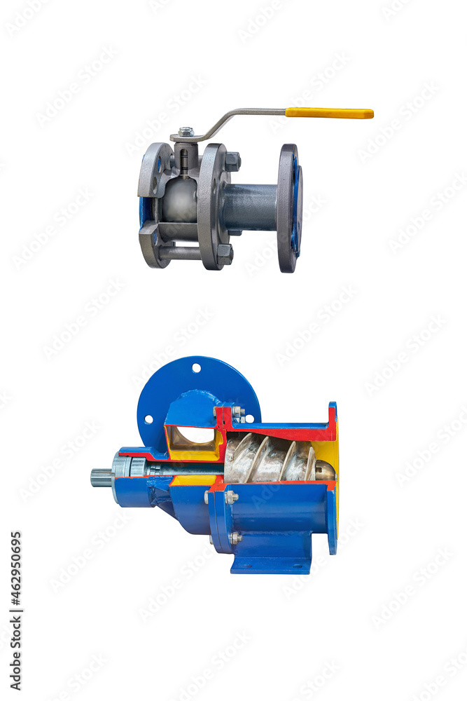 longitudinal and cross sections of small-sized gas equipment isolated on white background longitudinal and cross sections of small-sized gas equipment isolated on white background