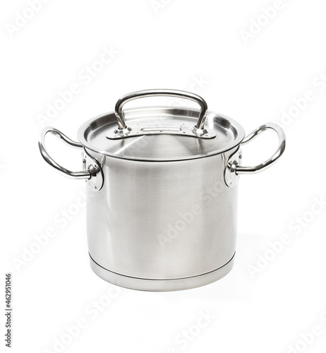professional stainless steel pan isolated on white background