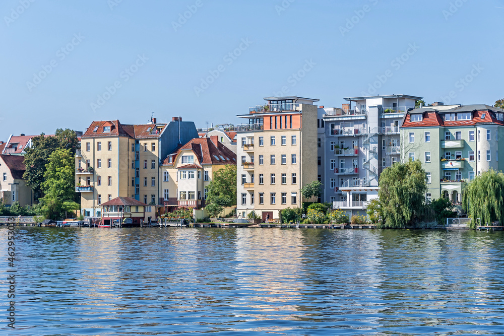 Left bank of the Dahme River in the district of Koepenick in Berlin, Germany