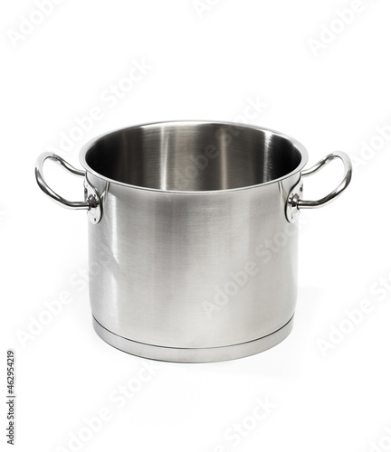 professional stainless steel pan isolated on white background