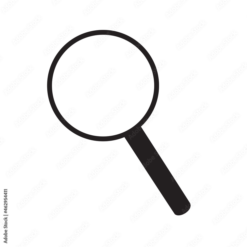 Black magnifying glass icon isolated on white background. Search icon in flat style. Magnifying glass round icon for search and zoom symbol, sign, ui and magnifier logo. Modern magnifying glass vector Black magnifying glass icon isolated on white background. Search icon in flat style. Magnifying glass round icon for search and zoom symbol, sign, ui and magnifier logo. Modern magnifying glass vector