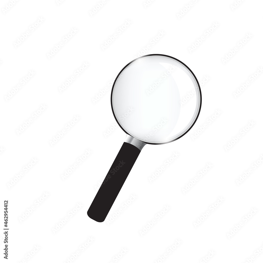 Black magnifying glass icon isolated on white background. Search icon in flat style. Magnifying glass round icon for search and zoom symbol, sign, ui and magnifier logo. Modern magnifying glass vector Black magnifying glass icon isolated on white background. Search icon in flat style. Magnifying glass round icon for search and zoom symbol, sign, ui and magnifier logo. Modern magnifying glass vector
