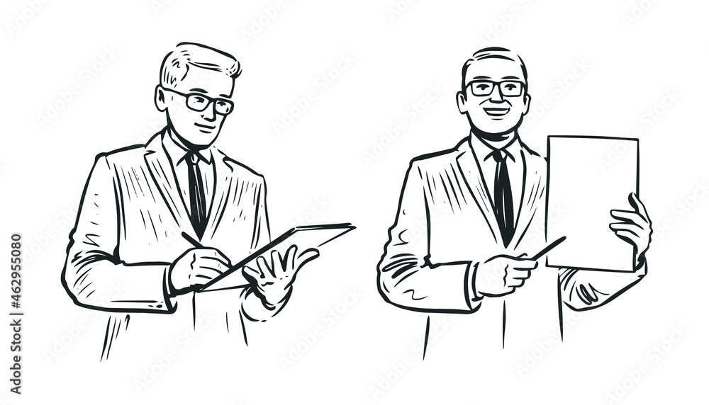 Businessman sketch. Business concept. Hand drawn vector illustration