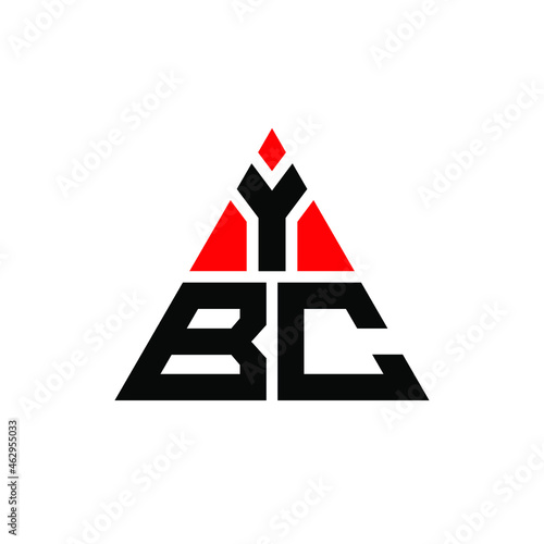 YBC triangle letter logo design with triangle shape. YBC triangle logo design monogram. YBC triangle vector logo template with red color. YBC triangular logo Simple, Elegant, and Luxurious Logo. YBC  photo