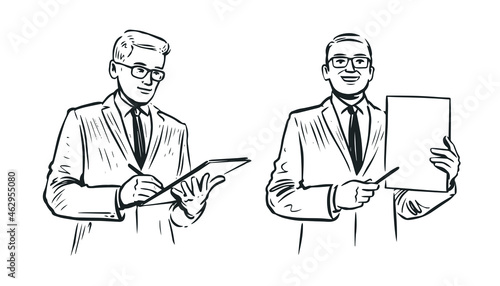 Businessman sketch. Business concept. Hand drawn vector illustration
