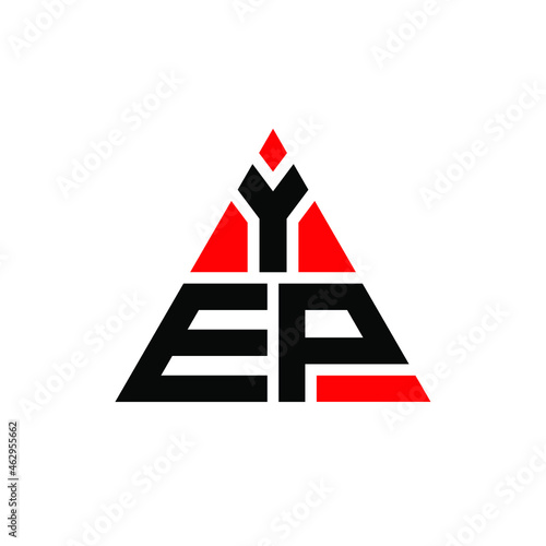 YEP triangle letter logo design with triangle shape. YEP triangle logo design monogram. YEP triangle vector logo template with red color. YEP triangular logo Simple, Elegant, and Luxurious Logo. YEP 