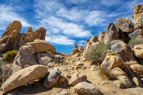 Mojave Desert uphill hiking trail at Horsemen’s Center Park in Apple Valley, California