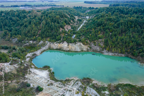 Chalk quarries with azure water