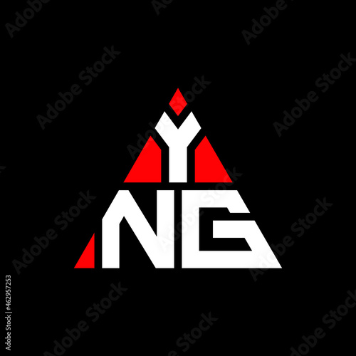 YNG triangle letter logo design with triangle shape. YNG triangle logo design monogram. YNG triangle vector logo template with red color. YNG triangular logo Simple, Elegant, and Luxurious Logo. YNG  photo