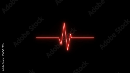 animation   heartbeat line icon. heart pulse health care video footage, 4K on green background