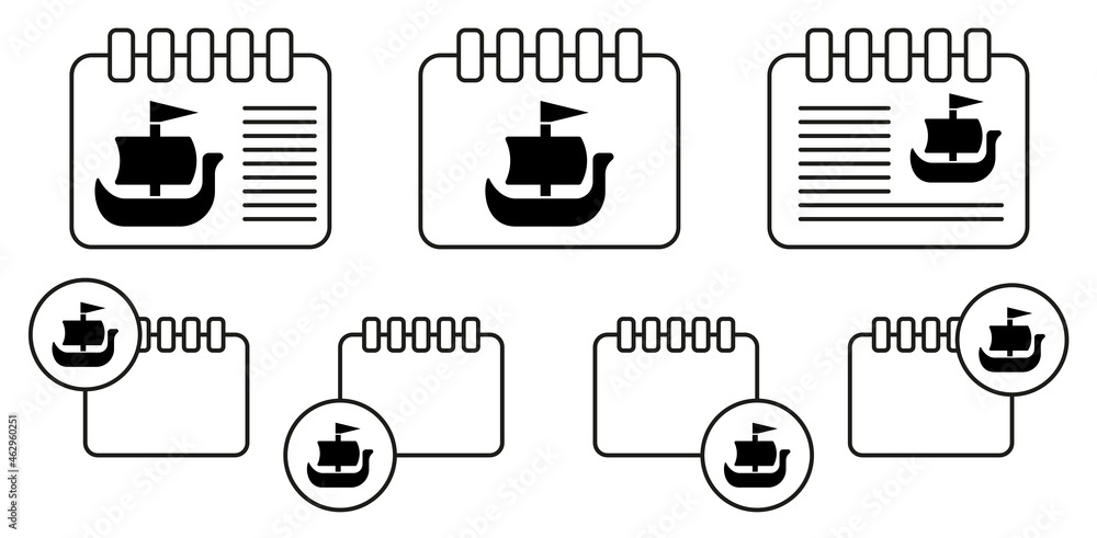Shallop, ship, viking vector icon in calender set illustration for ui and ux, website or mobile application Shallop, ship, viking vector icon in calender set illustration for ui and ux, website or mobile application
