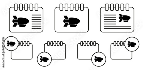 Airship, transport, zeppelin vector icon in calender set illustration for ui and ux, website or mobile application