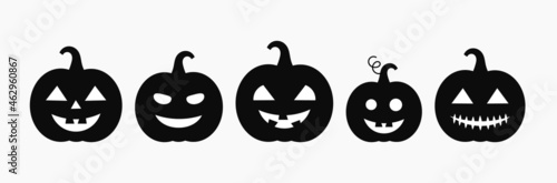 Halloween pumpkins Jack O Lantern icons set.