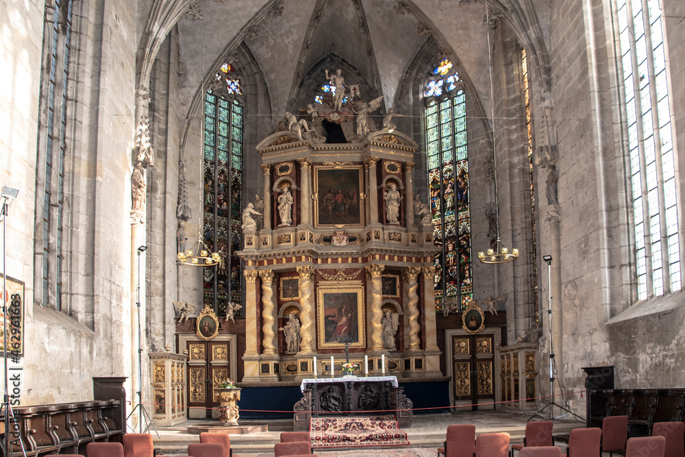 QUEDLINBURG, GERMANY - OCTOBER 12, 2021: Quedlinburg Stiftskirche St Servatius in Germany