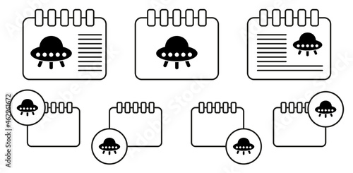 Flying, ufo, plate vector icon in calender set illustration for ui and ux, website or mobile application