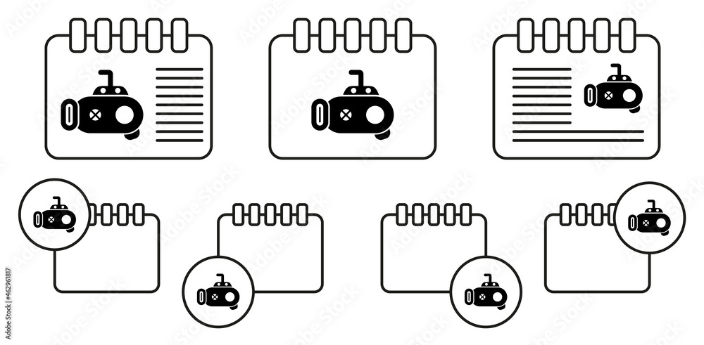 Submarine transport vector icon in calender set illustration for ui and ux, website or mobile application Submarine transport vector icon in calender set illustration for ui and ux, website or mobile application