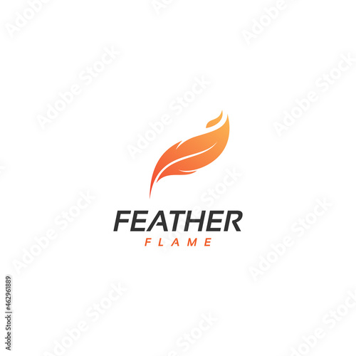 fire, flame, feather logo design vector