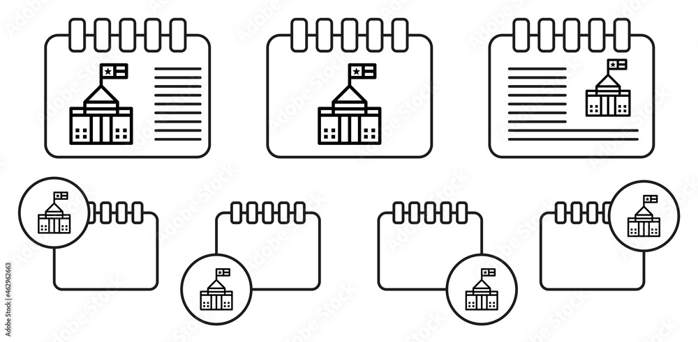 White house, usa vector icon in calender set illustration for ui and ux, website or mobile application White house, usa vector icon in calender set illustration for ui and ux, website or mobile application