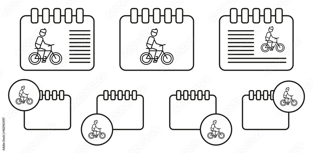 Cycling, sport, adventure vector icon in calender set illustration for ui and ux, website or mobile application Cycling, sport, adventure vector icon in calender set illustration for ui and ux, website or mobile application