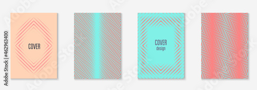 Line geometric elements on minimalist trendy cover template. © Holo Art