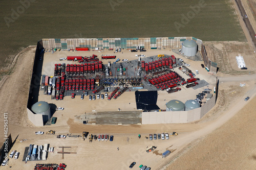 Aerial image of a Fracking Site in Colorado. photo