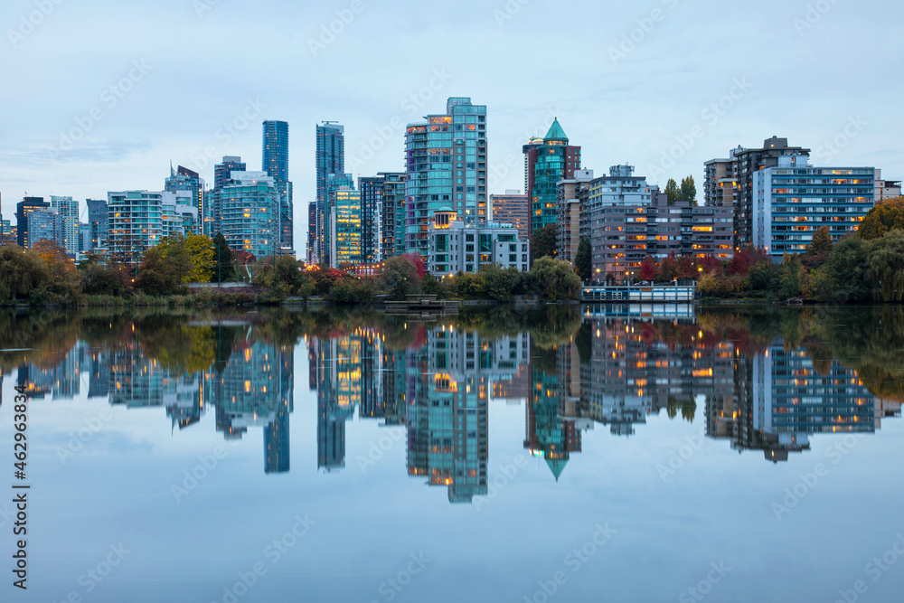 Vancouver skyline reflection