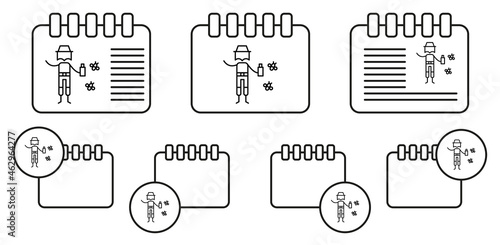 Bug repellent, adventure vector icon in calender set illustration for ui and ux, website or mobile application