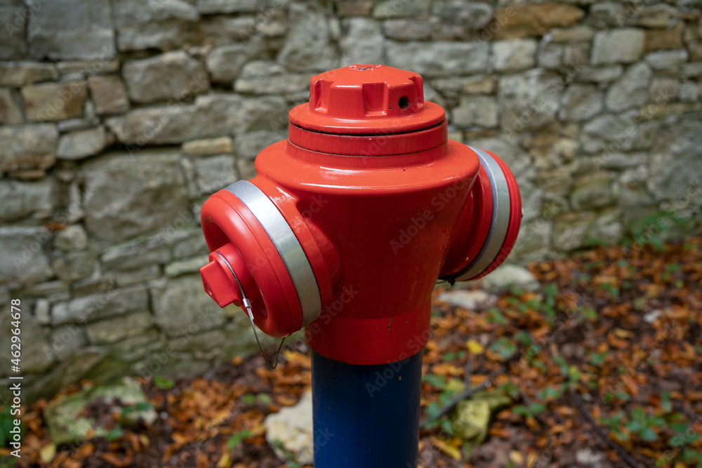 red double head fire hydrant stand post red double head fire hydrant stand post