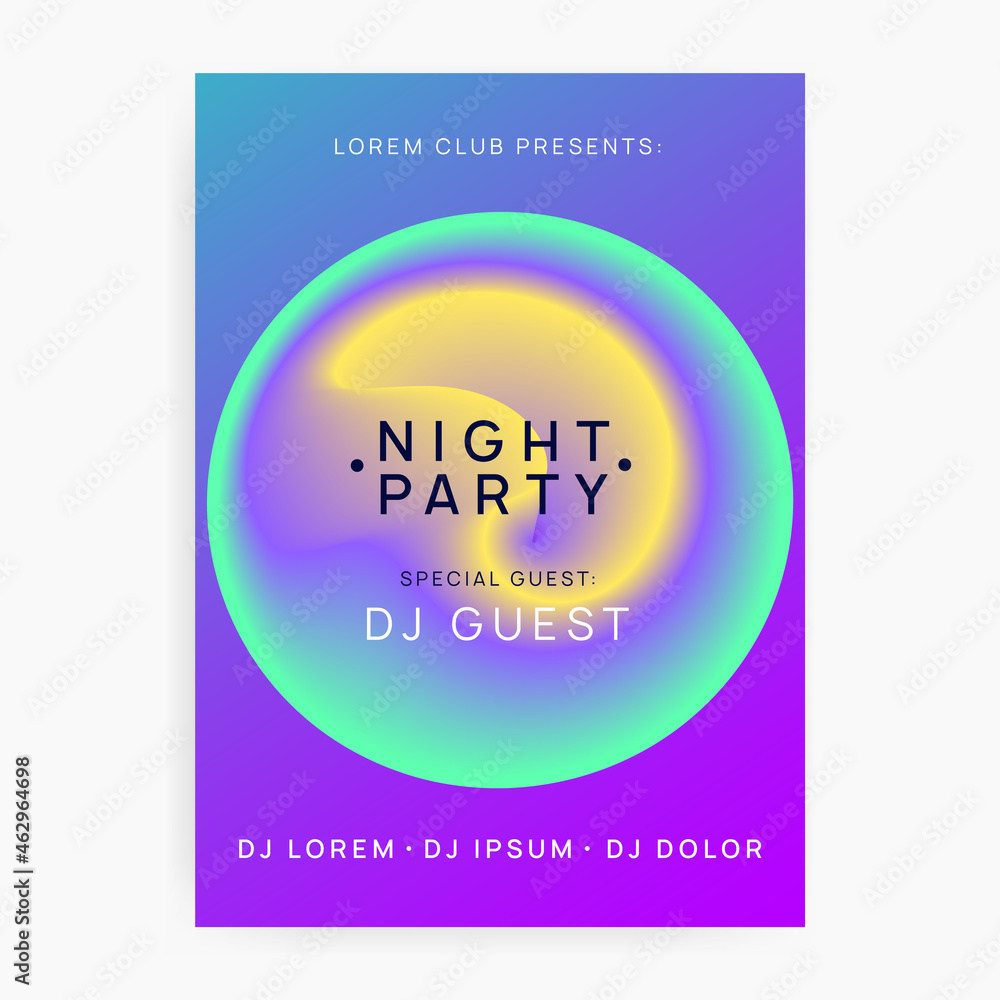 Club Flyer. Modern Electro Poster. Wave Effect For Set. Dance An Club Flyer. Modern Electro Poster. Wave Effect For Set. Dance An