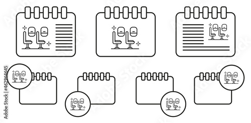 Eco class chair, airport vector icon in calender set illustration for ui and ux, website or mobile application