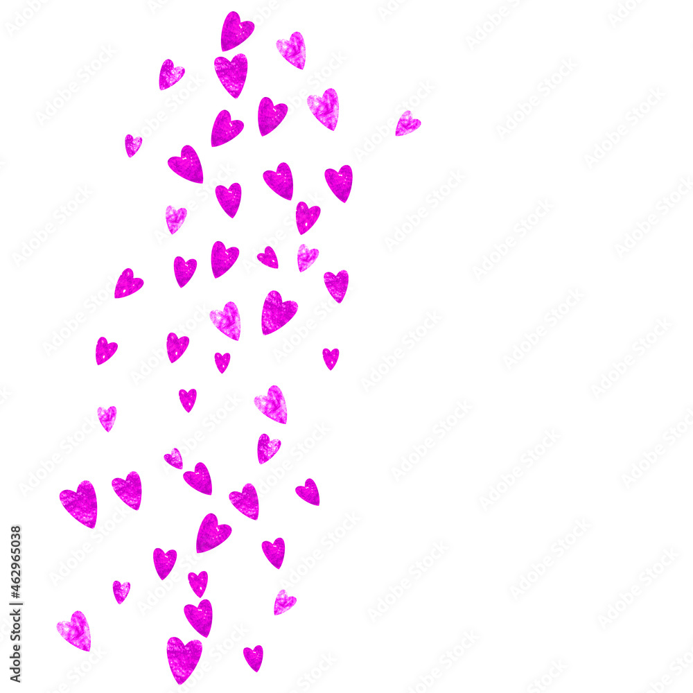 Valentine background with pink glitter hearts. February 14th day. Vector confetti for valentine background template. Grunge hand drawn texture. Valentine background with pink glitter hearts. February 14th day. Vector confetti for valentine background template. Grunge hand drawn texture.