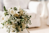 Wedding bouquet - Bouquet of white and green roses for the bride to wear during her wedding