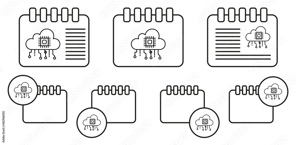 Artificial cloud concept line vector icon in calender set illustration for ui and ux, website or mobile application Artificial cloud concept line vector icon in calender set illustration for ui and ux, website or mobile application