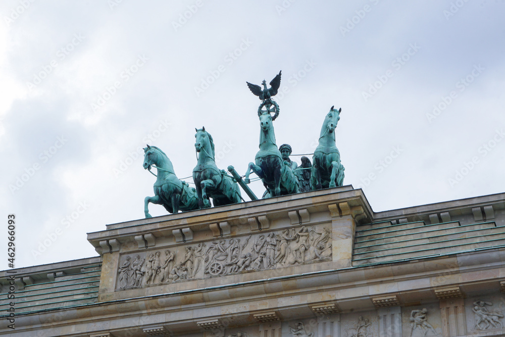 The top of the Branderburg Gate in Berlin