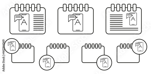 Mobile translate concept line vector icon in calender set illustration for ui and ux, website or mobile application