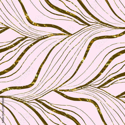 Seamless background with shining golden lines. Glittering stripes. Vector print. photo