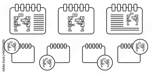 Artificial intelligence conversation concept line vector icon in calender set illustration for ui and ux, website or mobile application