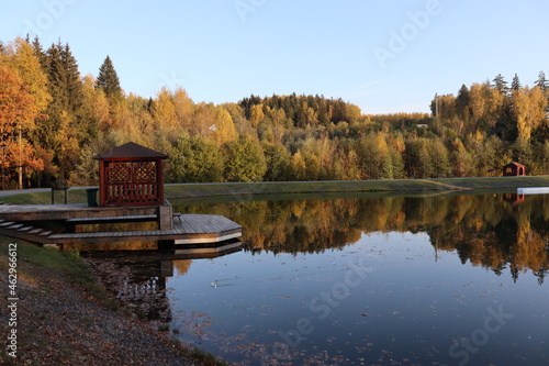 autumn time at lake resort in Belarus