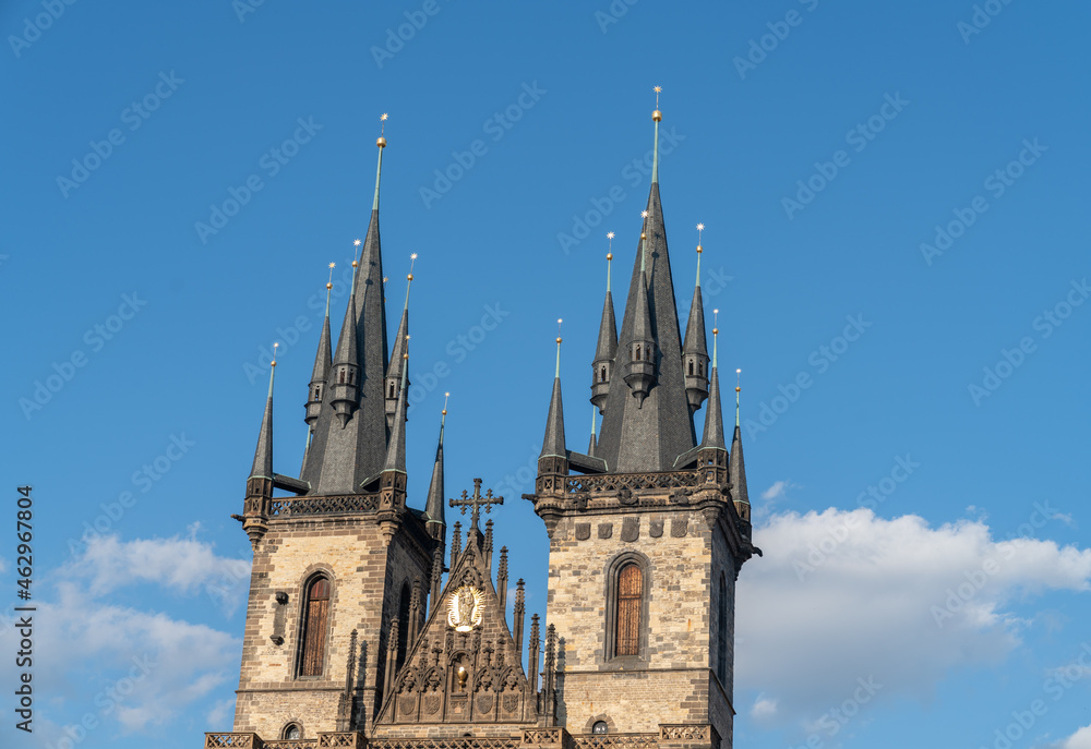 Church of Our Lady before Týn behind Old Town Square in city.