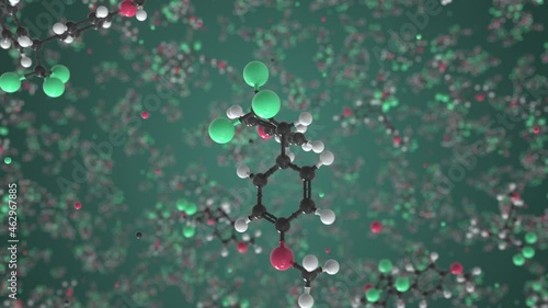 Methoxychlor molecule, scientific molecular model, looping 3d animation photo